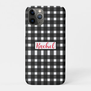 Black White Gingham Personalised iPhone 11 Pro Case