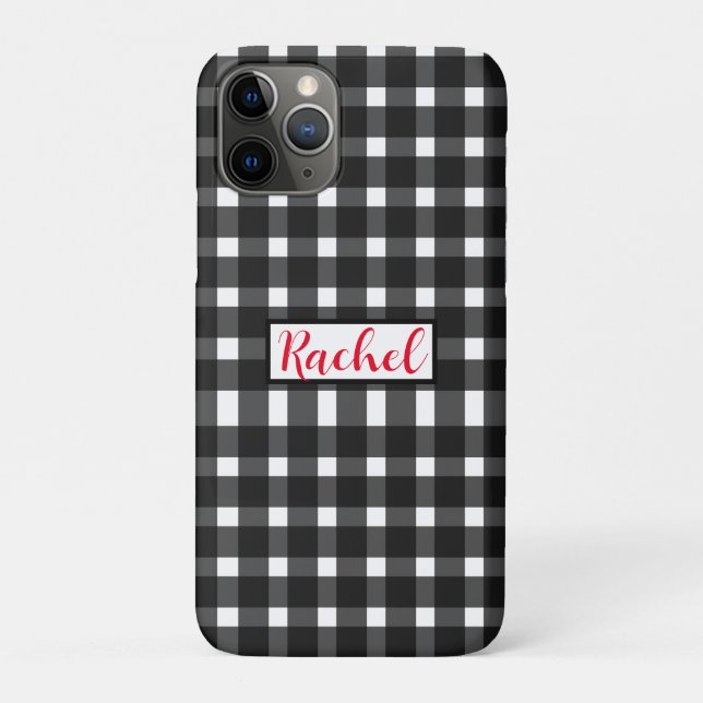 Black White Gingham Personalised  Case-Mate iPhone Case (Back)