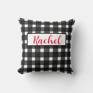 Black White Gingham Personalised  Cushion