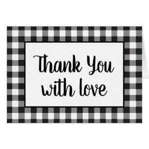Black White Gingham Plaid Rustic Wedding Thank You