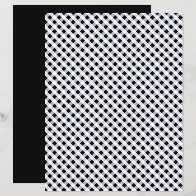 Black White Gingham Scrapbook Paper (Front/Back)