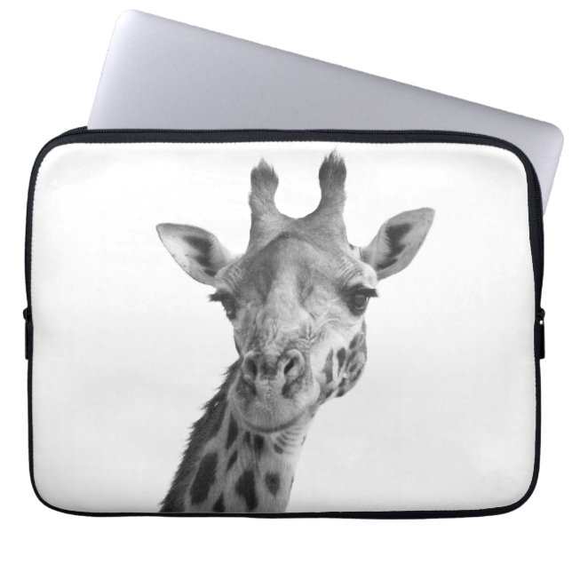 Black & White Giraffe Laptop Sleeve (Front)