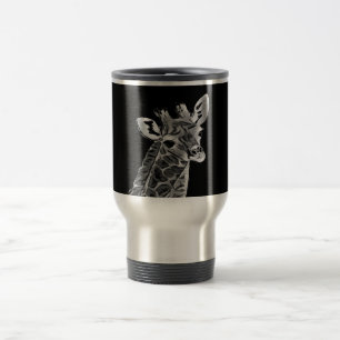 Black & White giraffe Travel Mug