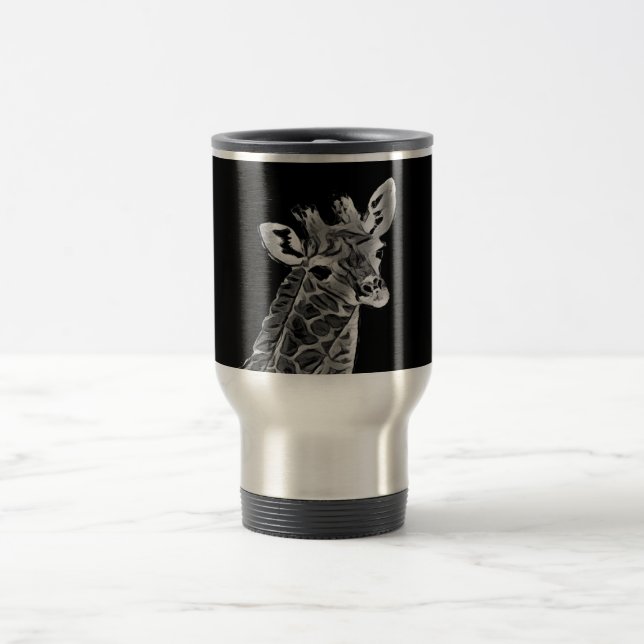 Black & White giraffe Travel Mug (Center)