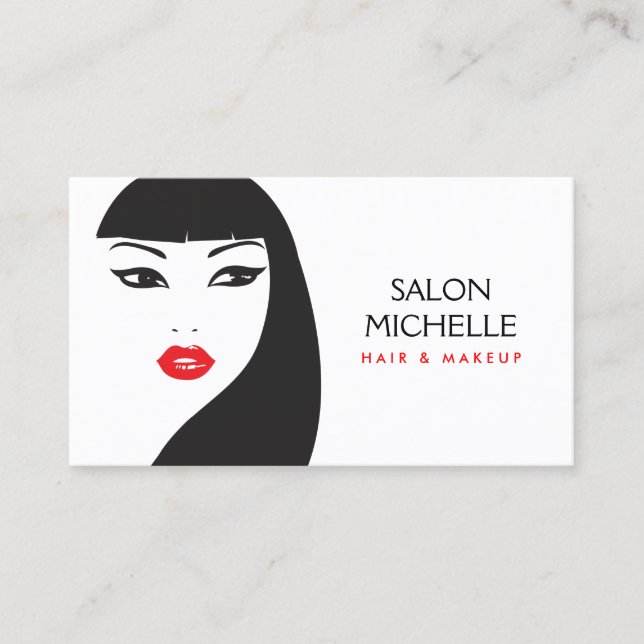 BLACK & WHITE GIRL - BEAUTY FASHION STYLE No. 5 Business Card (Front)