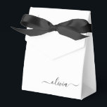 Black White Girly Script Monogram Name Modern Favour Box<br><div class="desc">White and Black Sparkle Glitter Monogram Add Your Own Name Paper Party Gift Boxes This makes the perfect sweet 16 birthday,  wedding,  bridal shower,  anniversary,  baby shower or bachelorette party gift for someone that loves glam luxury and chic styles.</div>