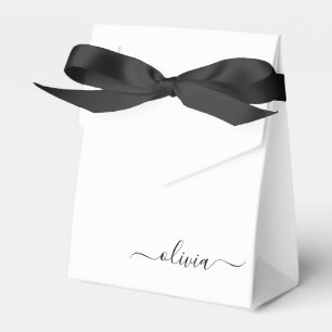 Black White Girly Script Monogram Name Modern Favour Box
