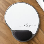 Black White Girly Script Monogram Name Modern Gel Mouse Mat<br><div class="desc">White and Black Monogram Add Your Own Name Mousepad (Mouse Pad). This makes the perfect sweet 16 birthday,  wedding,  bridal shower,  anniversary,  baby shower or bachelorette party gift for someone that loves glam luxury and chic styles.</div>