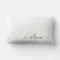 Black White Girly Script Monogram Name Modern
