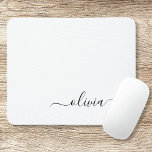 Black White Girly Script Monogram Name Modern Mouse Mat<br><div class="desc">White and Black Monogram Add Your Own Name Mousepad (Mouse Pad). This makes the perfect sweet 16 birthday,  wedding,  bridal shower,  anniversary,  baby shower or bachelorette party gift for someone that loves glam luxury and chic styles.</div>