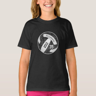 Black white girly volleyball team colours T-Shirt