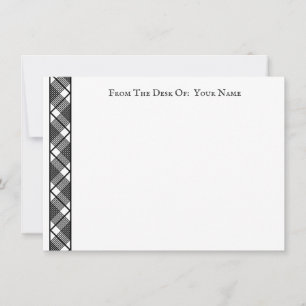 Black White Glen Plaid Pattern Editable 4.5x6.25" Card