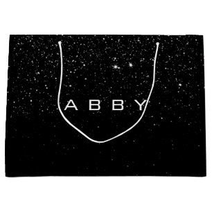 Black White Glitter Favour Gift Abby Spark Lux1 Large Gift Bag