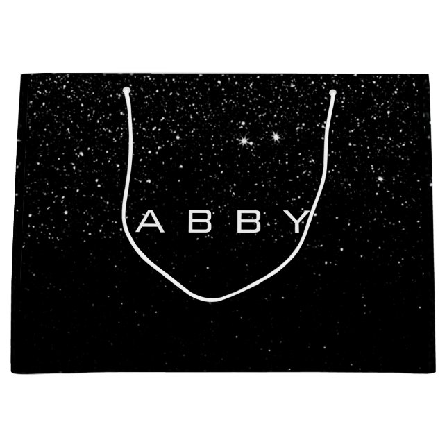 Black White Glitter Favour Gift Abby Spark Lux1 Large Gift Bag (Front)