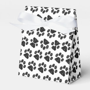 Black White Glitter Paw Print Favour Box