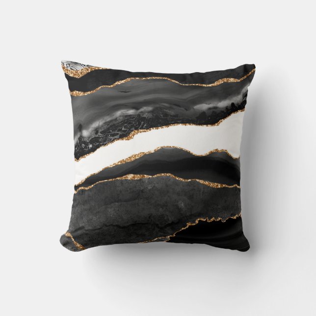 Black White & Gold Chic  Modern Abstract   Th Cushion (Front)