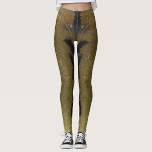 Black White & Gold Chic Swirl Modern Abstract  Leggings