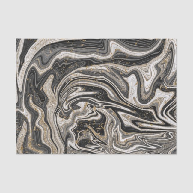 Black White & Gold Chic Swirl Modern Wedding Tissue Paper (Front)