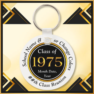 Black, White, Gold, Class of '75, Class Reunion Key Ring