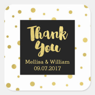 Black White Gold Confetti Wedding Favour Tags