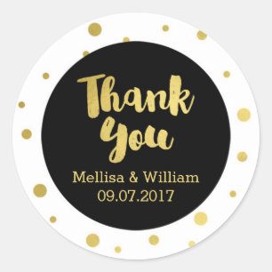 Black White Gold Confetti Wedding Favour Tags
