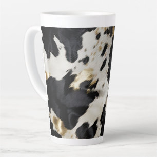 Black White Gold Cowgirl Cowhide Latte Mug