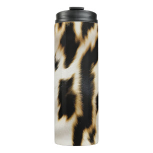 Black White Gold Cowgirl Cowhide Thermal Tumbler
