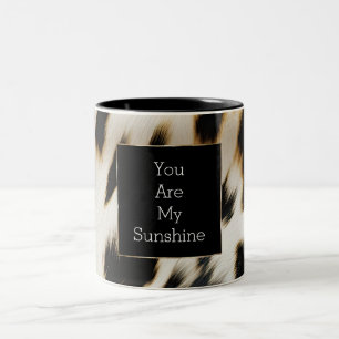 Black White Gold Cowgirl Cowhide Two-Tone Coffee Mug