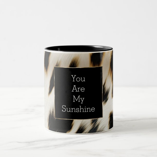 Black White Gold Cowgirl Cowhide Two-Tone Coffee Mug (Center)
