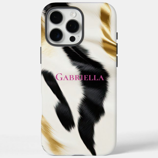 Black White Gold Cowhide Case-Mate iPhone Case (Back)