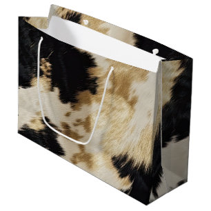 Black White Gold Cowhide Large Gift Bag