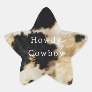 Black White Gold Cowhide Star Sticker