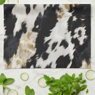 Black White Gold Cowhide Tea Towel