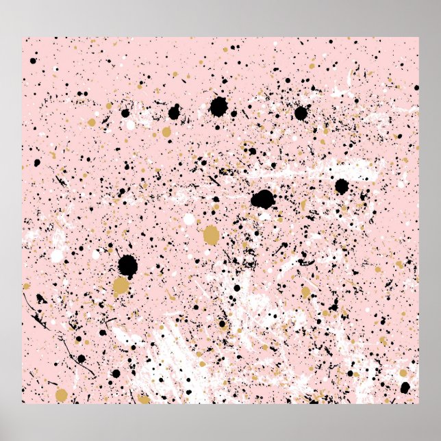 Black, white, gold dots, abstract poster (Front)