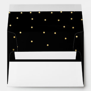 Black White & Gold Dots Invitation Envelope