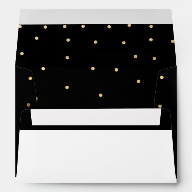 Black White & Gold Dots Invitation Envelope (Back (Bottom))