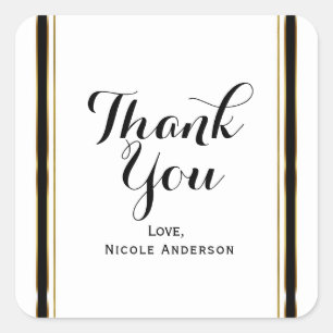 Black White Gold Elegant Couture Wedding Favour Square Sticker