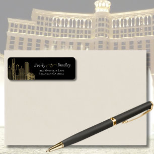 Black White Gold Elegant Las Vegas Skyline Script