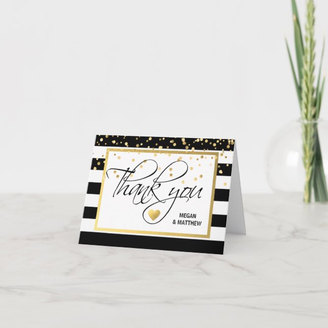 Black White Gold Foil WEDDING Thank You PHOTO (Front)
