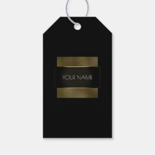 Black White Gold Frame Conceptual Minimal Name Gift Tags
