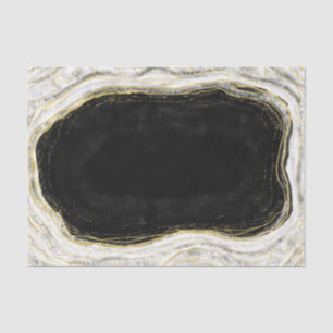 Black White & Gold Geode Agate Marble Wedding Tissue Paper