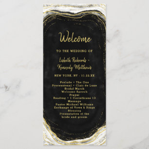 Black White & Gold Geode Agate Wedding Ceremony Programme