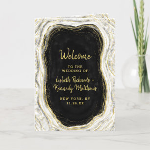 Black White & Gold Geode Agate Wedding Ceremony Programme