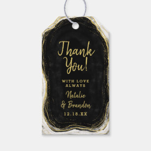 Black White & Gold Geode Agate Wedding Thank You Gift Tags
