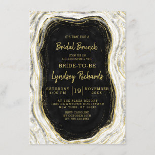 Black White & Gold Geode Bridal Brunch Shower Invitation