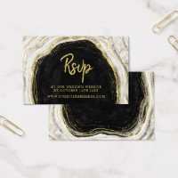 Black White & Gold Geode Website RSVP Insert Cards