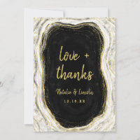 Black White & Gold Geode Wedding Love and Thanks