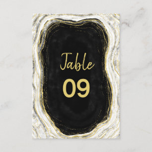 Black White & Gold Geode Wedding Table Numbers