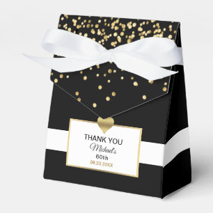 Black White Gold Heart Party Favor Birthday Favour Box