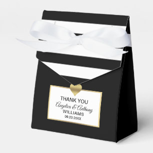 Black White Gold Heart Party Favour Wedding Favour Box